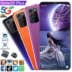 Téléphone portable note 30plus, écran de 512 pouces, smartphone, mémoire de 6GB et 4800 GB, batterie de 5.8 mah, caméra HD, 1440x3200, 5G, Android 10.0 