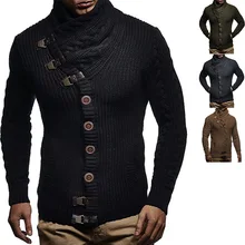 

2021 autumn and winter new sweater men's knitted turtleneck button plus size jacket European and American men's sweater