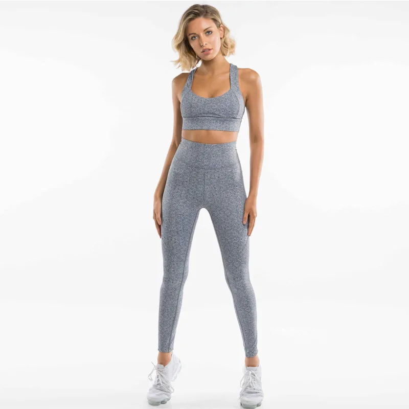Набор для йоги женский спортивный костюм Женская Спортивная одежда для женщин Одежда для фитнеса, тренажерного зала женская спортивная одежда - Цвет: Spotted gray