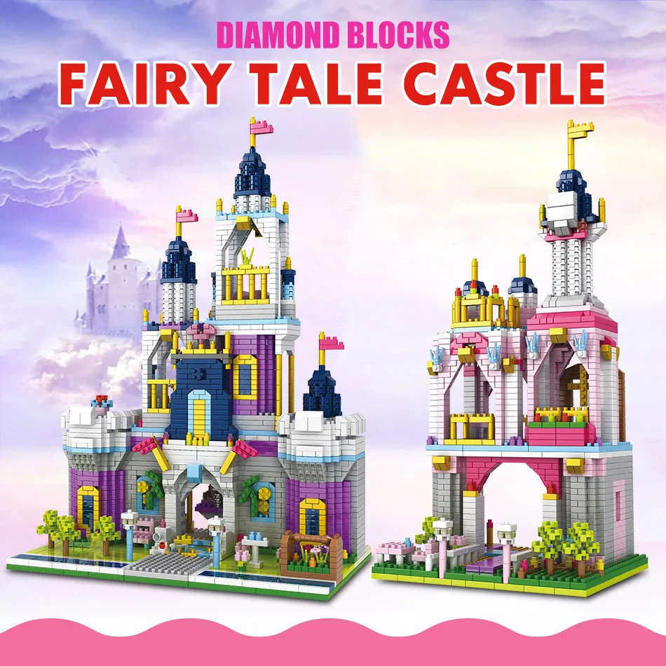 1500 шт. игрушки для детей, замок для друзей, сад, мини-кирпичи, Сказочный Замок принцессы, 3D модель DIY, мини-алмазные строительные блоки