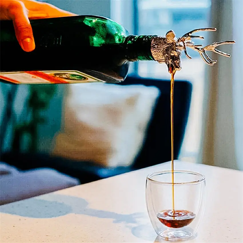 Retro Acero Inoxidable Ciervo Cabeza De Ciervo Vino Pourer Unico