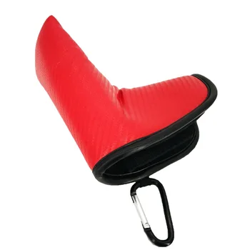 

Golf Putter Cover with Carabiner Red Black Color Synthetic Leather Golf Headcover for Blade Putter