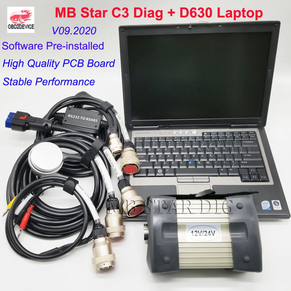 Лучший инструмент для диагностики MB STAR C3 + D630 ноутбук V2020.09 программный жесткий