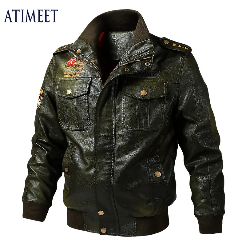 

Mens Leather Jackets Spring And Autumn Motorcycle Male PU Coats Biker Faux Leather Fashion Outerwear