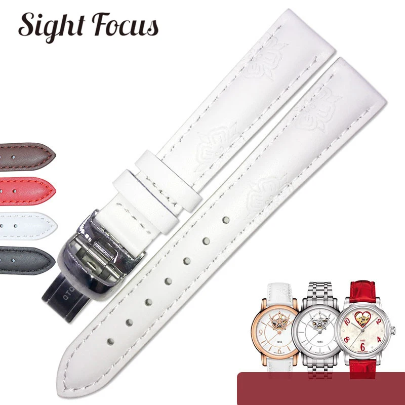 16mm Elegant Coffee Color Women's Watch Bracelet for Tissot Lady Heart T055 Bands Floral Embossed Wrist Straps Belts Mujer | Наручные
