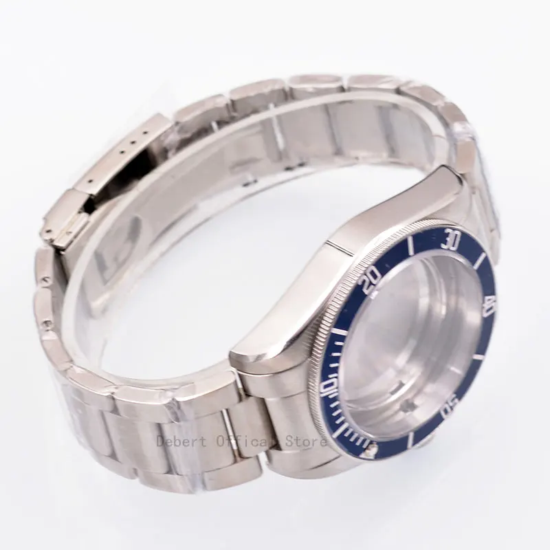 Beste Horloge Onderdelen 41mm blue Bezel Horloges Case 22mm band Messing Gecoat 316L S Stalen riem Fit ETA 2836 2824 miyota8215 821A beweging