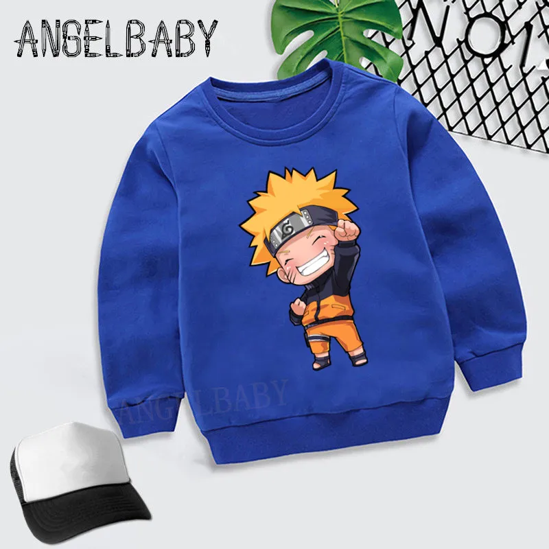 Детские толстовки с героями мультфильмов Uzumaki Naruto; детские осенние Топы; одежда из хлопка для малышей; свитер для мальчиков и девочек; KYT2244