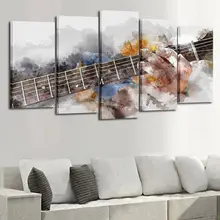

No Framed Canvas 5Pcs Music Artistic Guitar Watercolor Wall Art Posters Picture Paintings Home Decor for Living Room Decoration