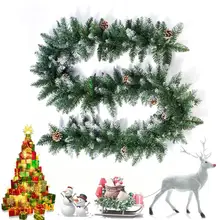 2,7 м искусственная зеленая Рождественская Гирлянда Венок Рождественская Декоративная елка Декор сосны ротанга подвесные рождественские украшения