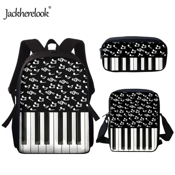 

Jackherelook New 3pcs/Set Style Schoolbag Printed Piano with Music Note School Book Bag for Kids Childrens Primary Student 2020