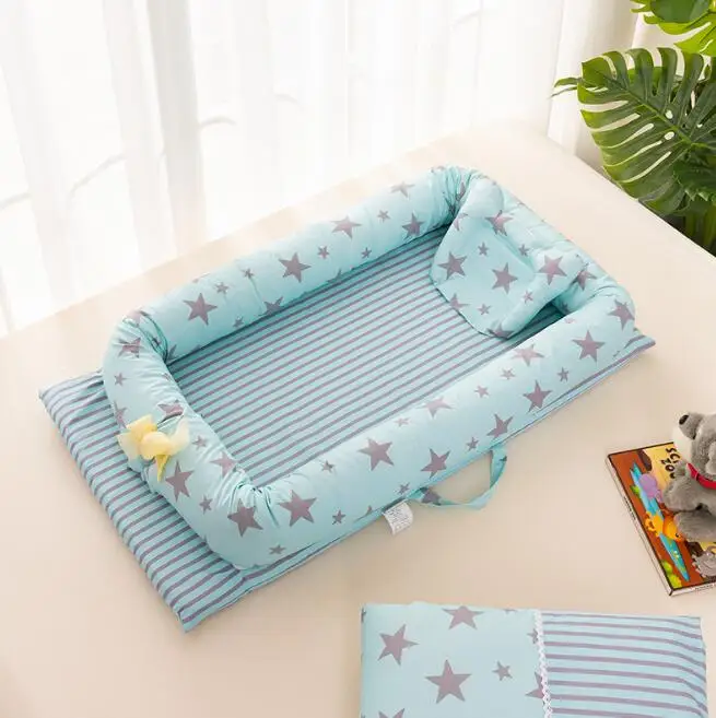 Портативная кроватка для путешествий, детская кровать, хлопковая детская корзина для сна для новорожденного, гнездо для кроватки, защитный коврик, бамперы YCQ001 - Цвет: YCQ001B