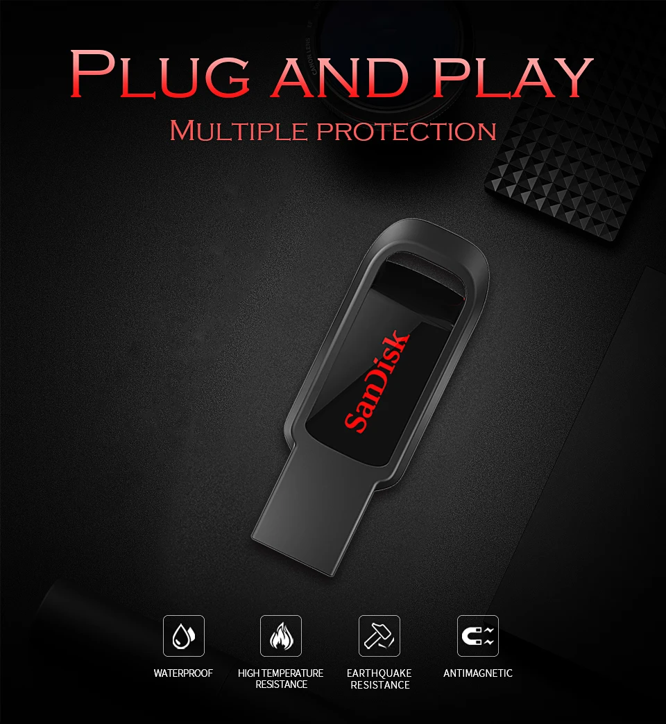 Флеш-накопитель USB SanDisk CZ61, 128 ГБ, 64 ГБ, 32 ГБ, 16 ГБ, USB 2,0, флеш-накопитель, карта памяти, поддержка usb, официальная проверка