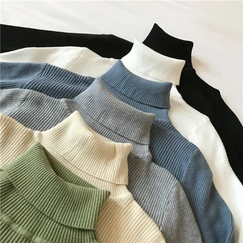 

Autumn Winter Thick Sweater Women Knitted Pullover Ribbed Sweater Long Sleeve Turtleneck Slim Warm Soft Pull Femme Jumper 2020