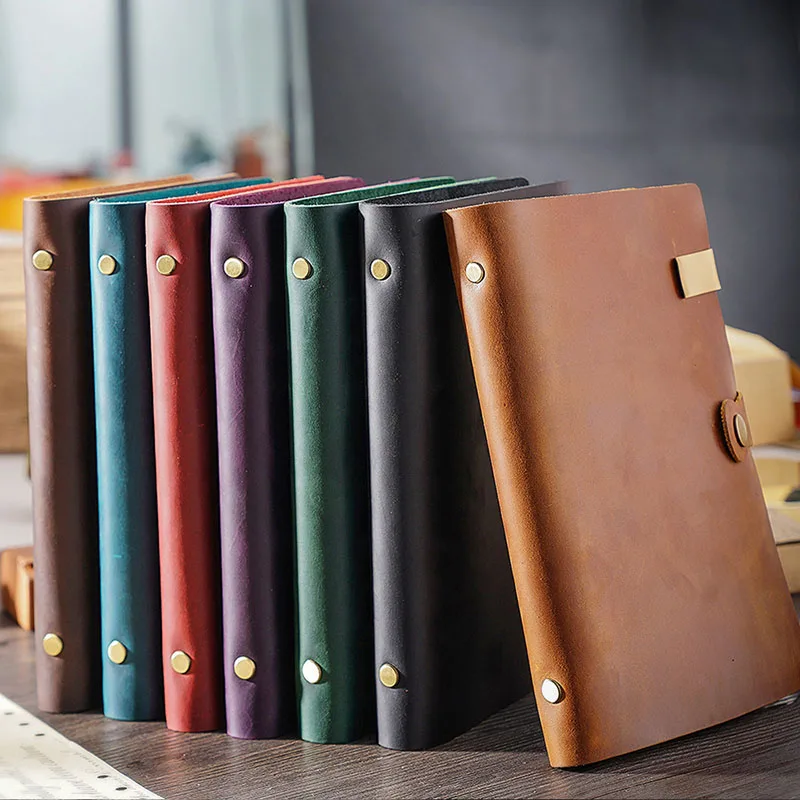 

Fromthenon A5 Leather Retro Loose-leaf Notebook European 6-hole Loose Leaf Ring Binder Diary Office Business Agenda Planner