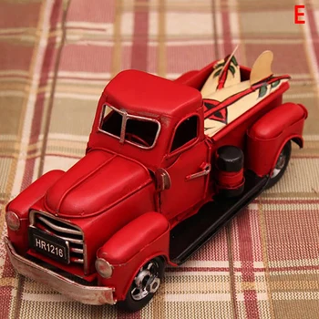 

Christmas Red Metal Truck Kids Vintage Truck with Movable Wheel Table Decor