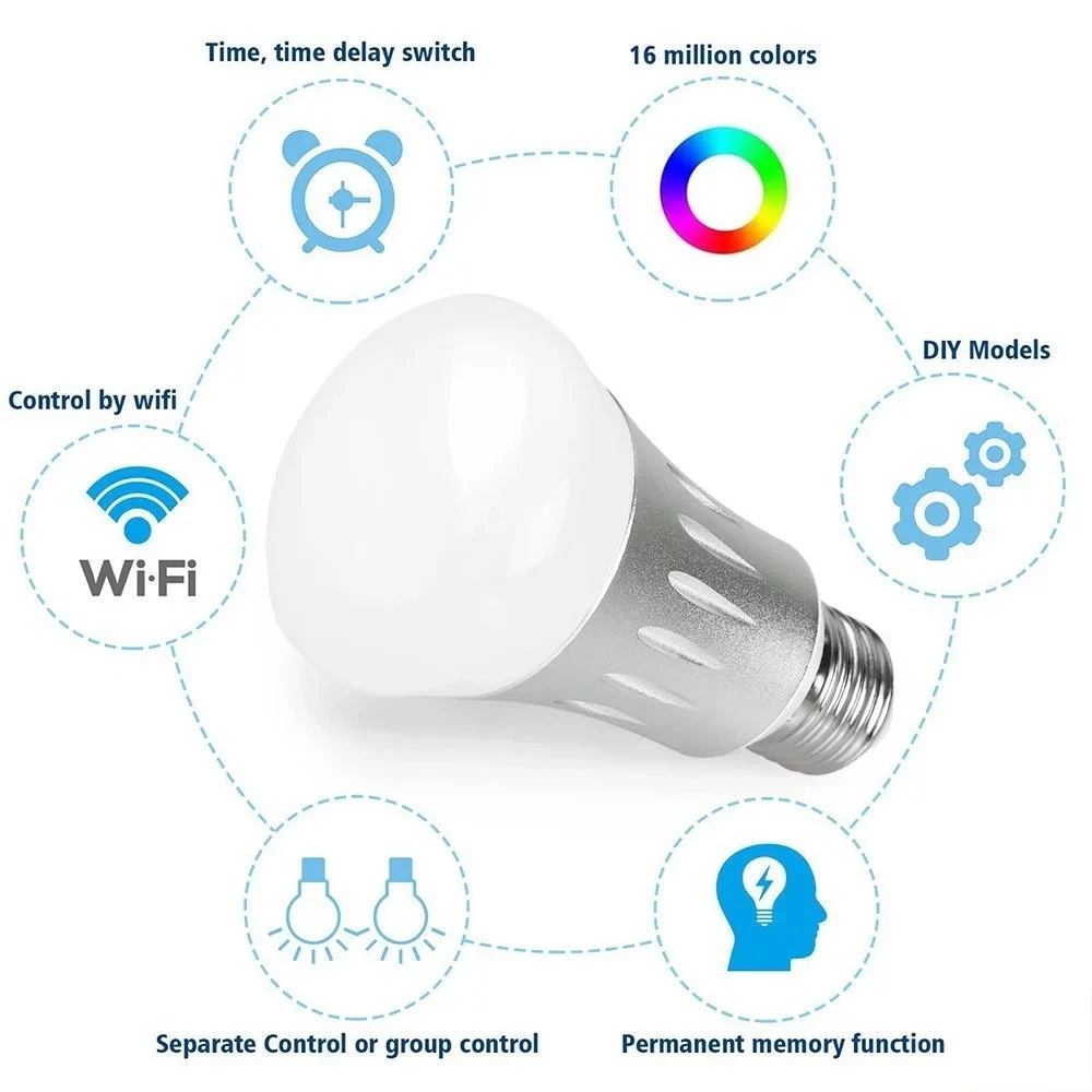 2 шт./упак. умного дома светильник ing беспроводной WI-FI RGB голос/App управление E27 E26 B22 умный светильник лампочка Amzon Alexa Echo Google home