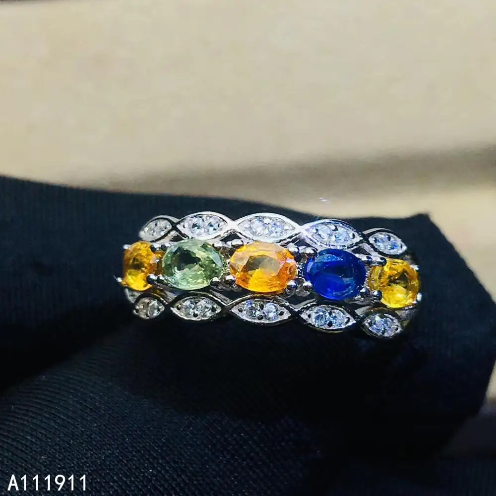 

KJJEAXCMY fine jewelry 925 sterling silver inlaid Natural colored sapphire gemstone ring female popular support detection