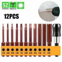 

12Pcs Hex Head Allen Wrench Drill Bits Set High Precision S2 Steel 58mm SAE Metric Screwdriver Bits Magnetic Tip Socket Bit