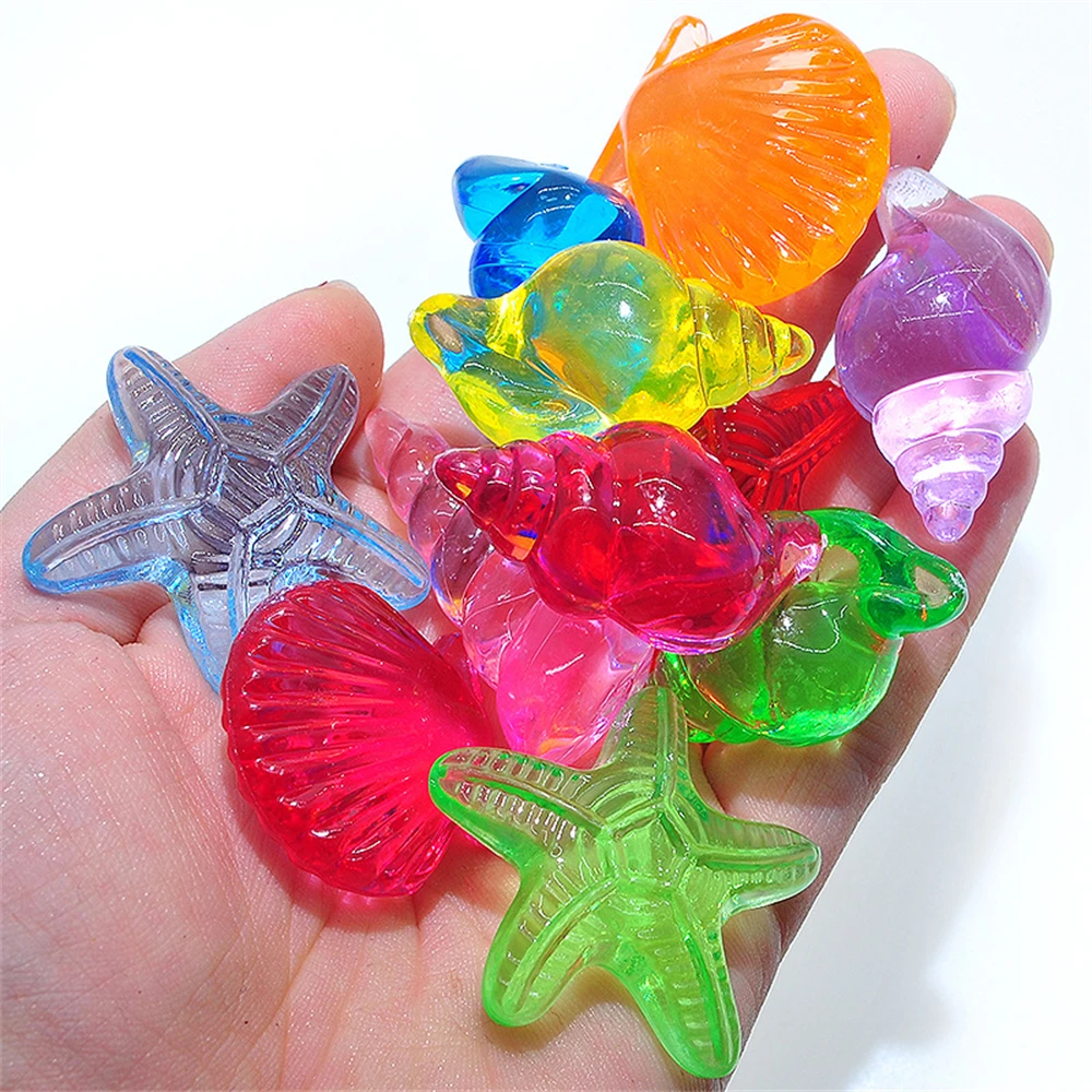 

Bulk Lot Acrylic Crystal Animal and Conch Shape Kids Toys Amusement Park Colorful Stone Game Pieces for Board Games Accessories