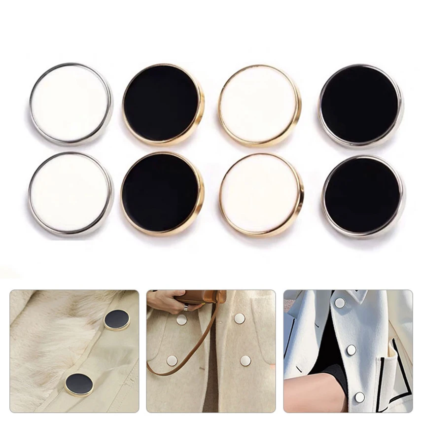 10pcs Golden Silver Metal Black White Sewing Buttons For Women Men Clothing Decor Shirt Sweater Overcoat Suit Accessory DIY