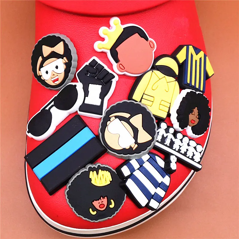 Crock Charms Accessories Custom Cartoon Cute PVC Shoe Croc Buttons Sandals Charms Black Lives Dope Father Portrait Free Shipping