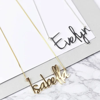 

Stainless Steel Charm Personalized Name Necklace Men Jewelry Punk Style Gold Chain Nameplate Collier Femme Custom Gifts