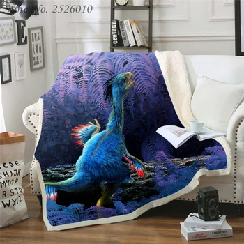 

Throw blanket Dinosaur Jurassic 3D Velvet Plush Blanket Bedspread For Kids Girls Sherpa Blanket Couch Quilt Cover Travel 06