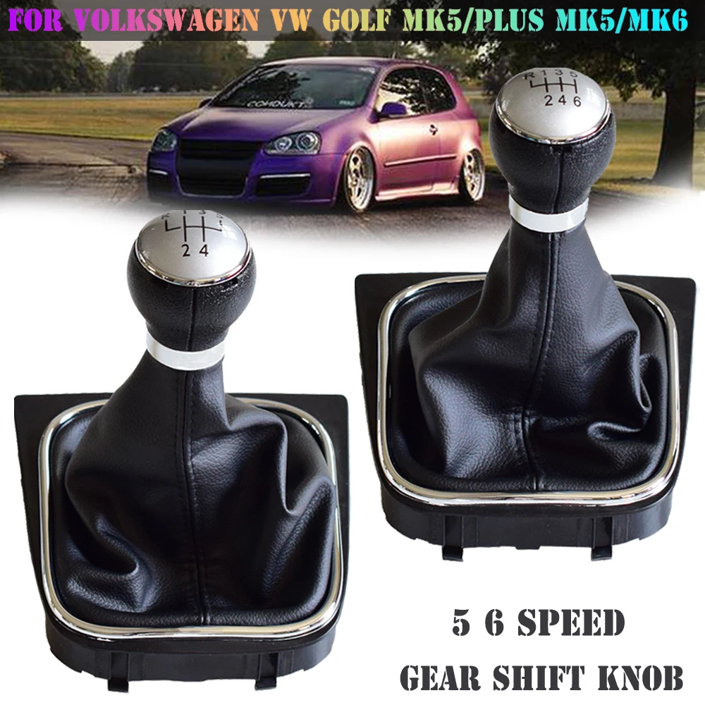 

For Volkswagen Golf MK5 03-09/PLUS MK5 05-09/MK6 08-12 Manual 5 6 Speed Gear Shift Knob Lever HandBall Gaiter Boot Leather Cover