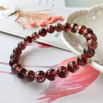 

7.8mm Natural Lepidocrocite Quartz Red Super Seven Crystal Clear Round Bead Stretch Women Bracelets Certificate AAAAA
