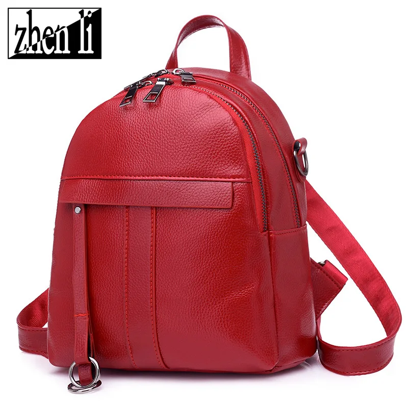 

New Style PU Leather Solid Color Car Suture WOMEN'S Backpack College Style Simple Small Backpack a Generation of Fat