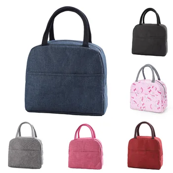 

Fashion Fresh Cooler Bags Waterproof Nylon Portable Zipper Thermal Oxford Lunch Bags Women Convenient Lunch Box Tote Food Bags