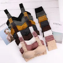 Женский однотонный хлопковый комплект с бюстгальтером, бесшовный топ-труба, трусики, дышащий, без проволоки, кружевной комплект нижнего белья X