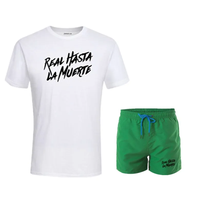 Men's jogging tracksuit T-shirt+shorts 2pcs/set gym fitness sports suit men workout exercise clothes for men running sportswear - Цвет: picture color