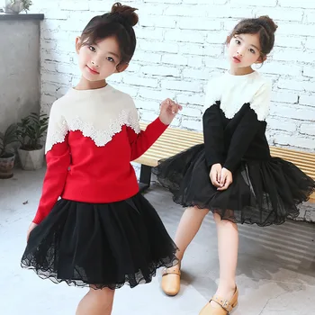 

New winter autumn teen girls sweater 2020 England style black red children's knitted sweater kids O-Neck casual sweaters