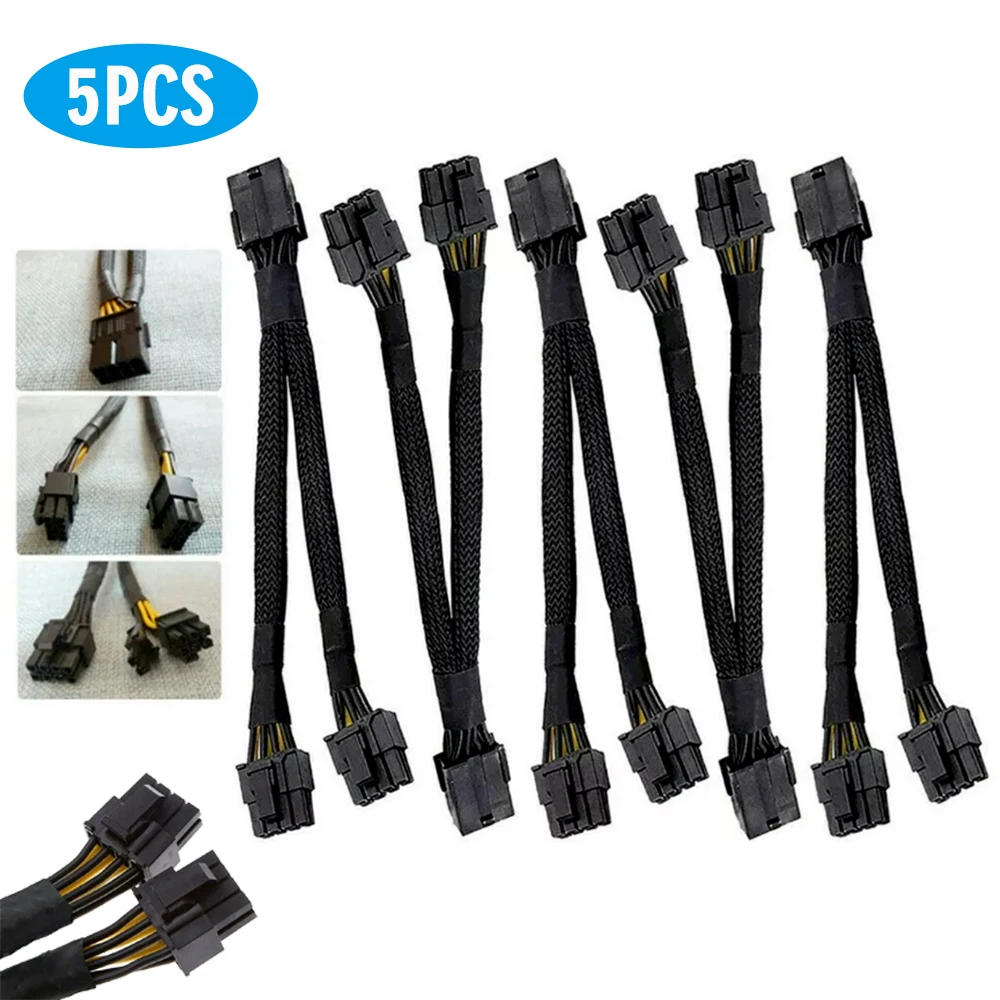 New 5pcs 20cm PCI Express Supply Power Cable PCI-E 8-pin to Dual 8-pin(6+2 pin) Splitter GPU Cables Computer Accessories | Компьютеры и