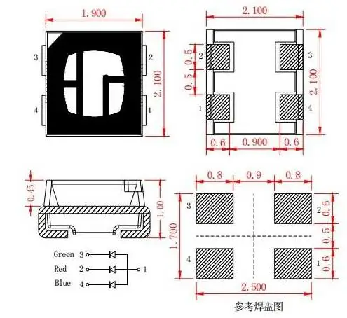 Quality LED Display Lighting Source SMD 2121 RGB LED Diode