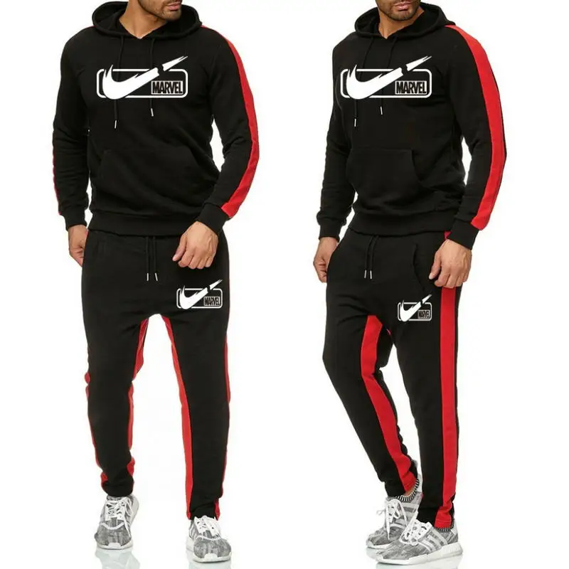 

New 2019 Brand Tracksuit Fashion Men/Women Sportswear Two Piece Sets All Cotton Fleece Thick hoodie+Pants Sporting Suit