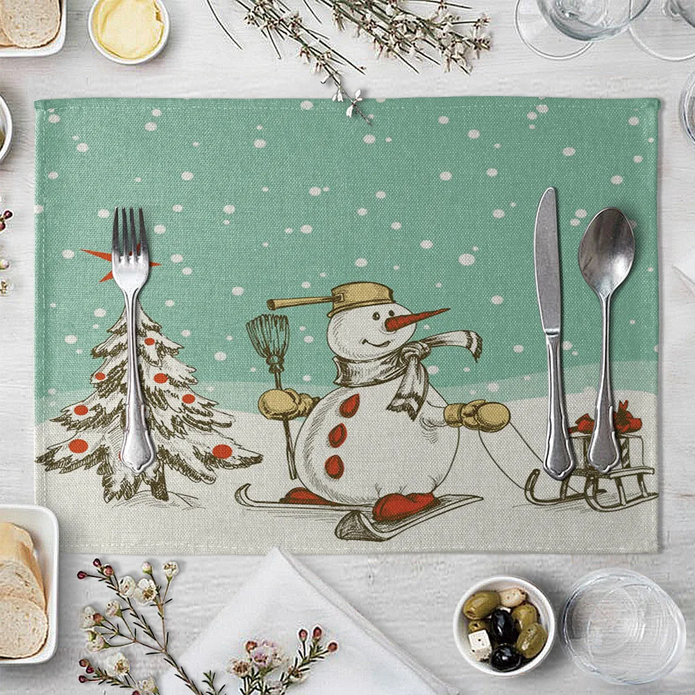 Placemat Lovely Table Cloth Heat Insulation Linen Dining Christmas Home Use Kitchen Decorations