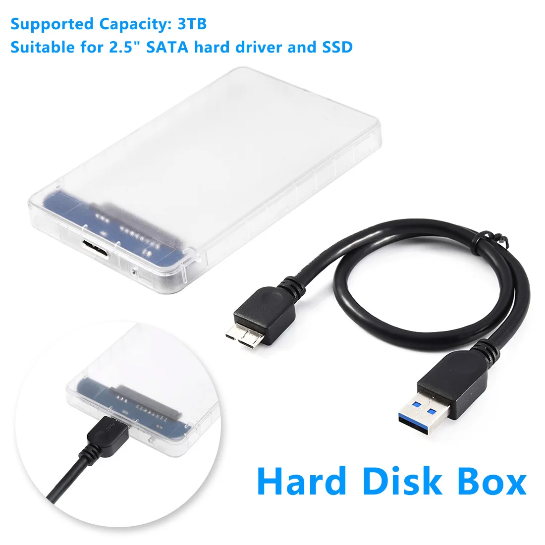 2," SATA USB 3,0 Корпус жесткого диска внешний для ноутбука мобильный диск прозрачный корпус ABS