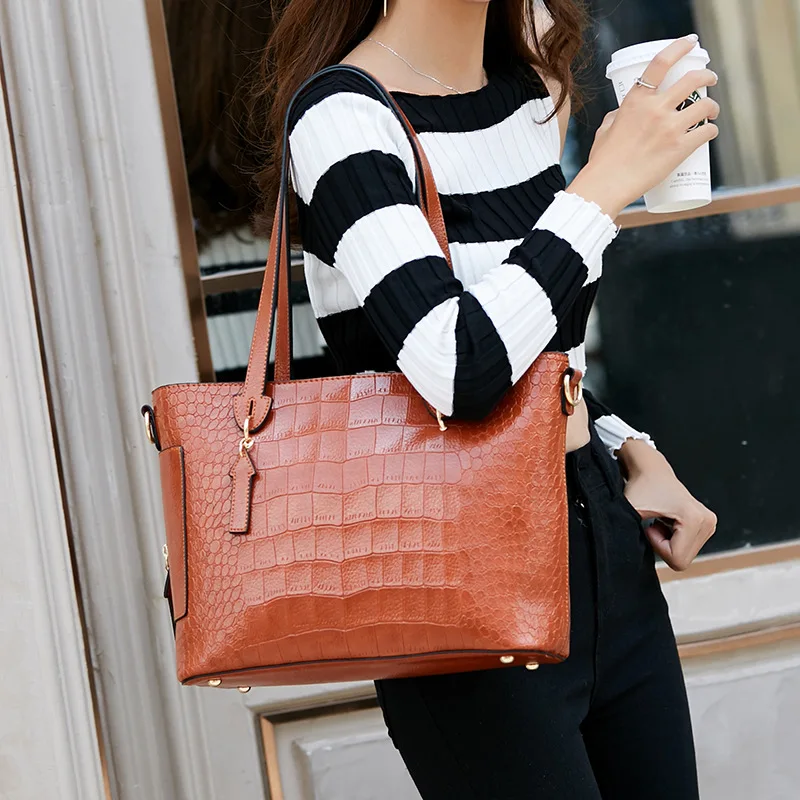 

2019 new JIULIN high-quality European and American fashion portable simple crocodile pattern shoulder diagonal women handbag