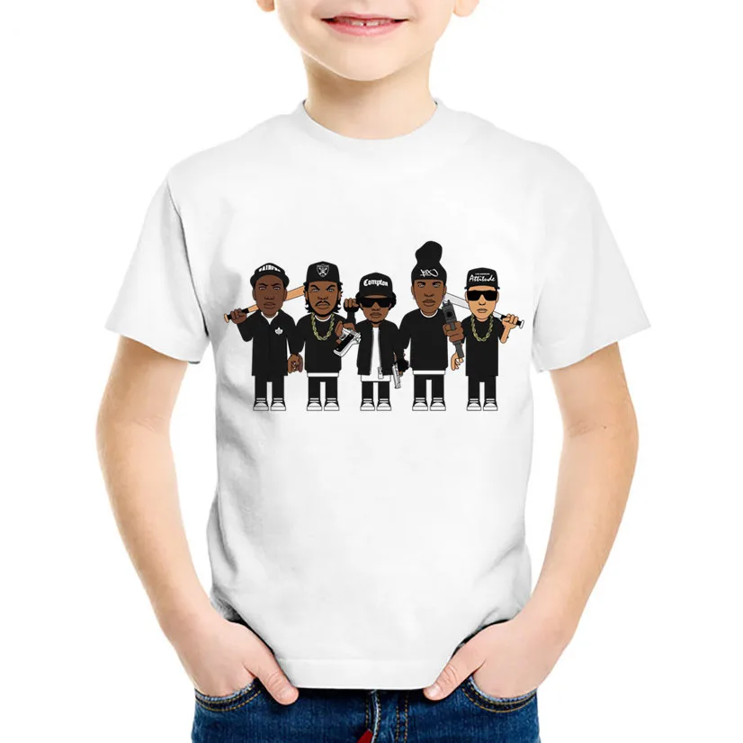 Детские модные футболки с принтом NWA прямые Kpop летняя детская одежда