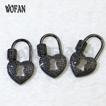 

5 pieces black zircon pendants Love clasp necklace pendants accessories whole zircon jewelry accessories mix colors 5976