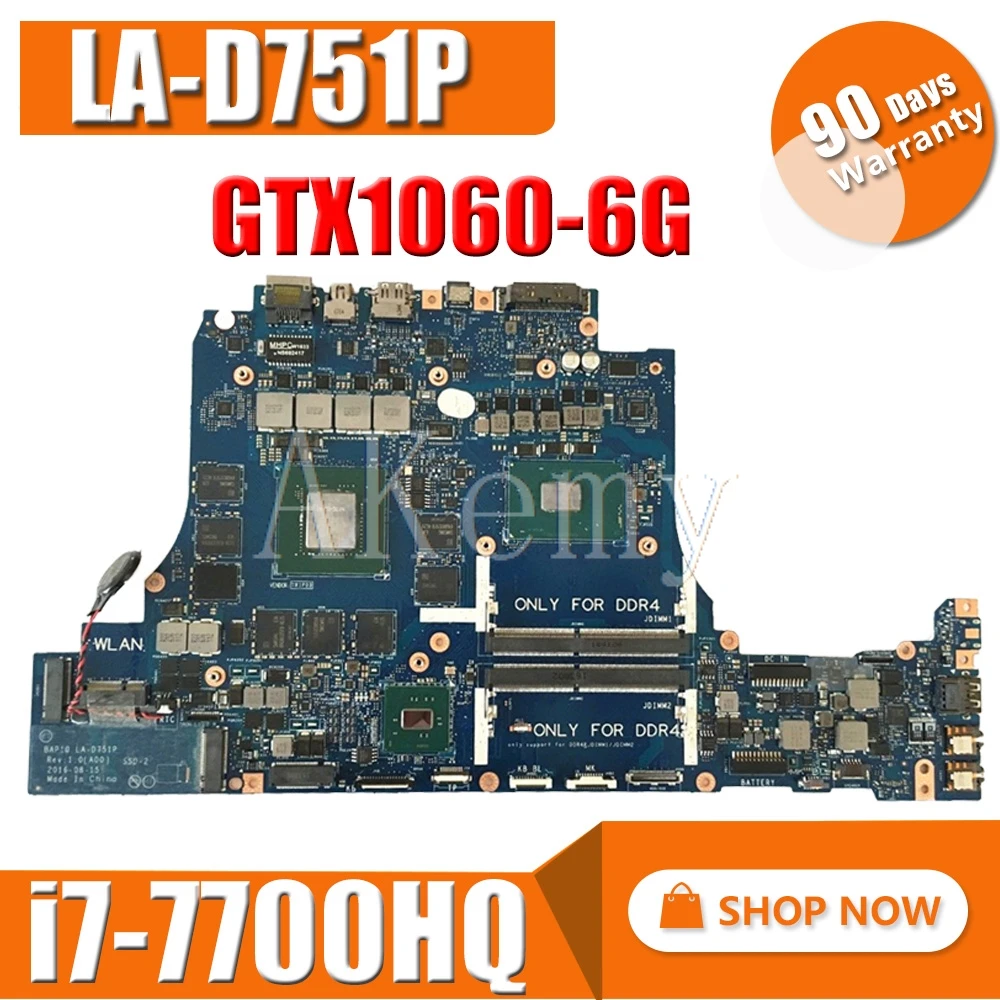 Для Dell Alienware 15 R3 17 R4 Материнская плата ноутбука LA-D751P CN-0V1KRT 0V1KRT V1KRT материнская плата i7-7700HQ GTX1060 6 ГБ