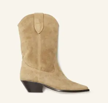 

Woman Duerto Boots 100% Calfskin Leather Suede Santiag Boots Heel: 4 Cm / 1.5 Inch Shoes