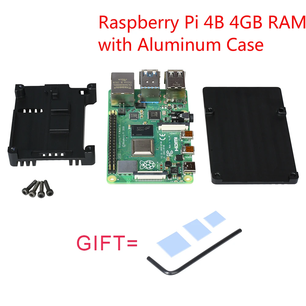 Raspberry Pi 4B Development Board Kit Aluminum Case 4GB RAM Cortex A72 Support WIFI Bluetooth 5 1