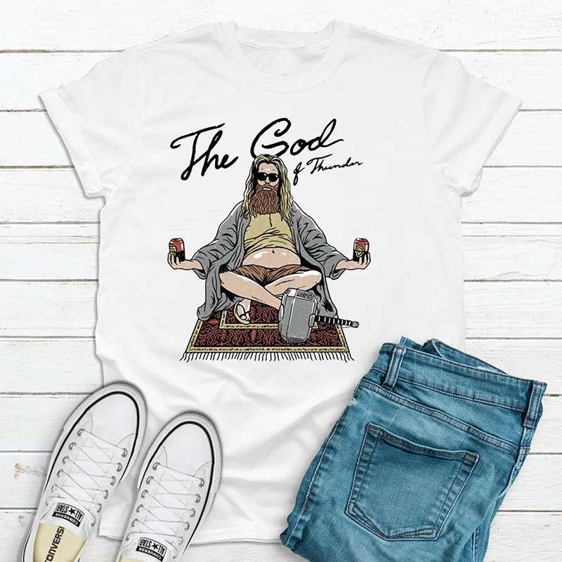 Футболка Fat Thor lebowski Женская забавная футболка с героями мультфильма Марвел
