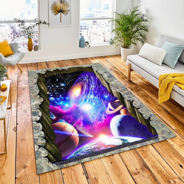 Tapis de sol 3D pour enfants, espace planète, pour salon, chambre