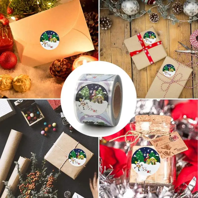 Christmas Roll Glitter Stickers Santa Claus Holiday Decoration Movie Sticker Label Gift Tag | Дом и сад