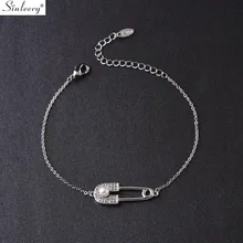 SINLEERY нежный булавка Регулируемый Женский браслет черный пистолет серебряный цвет цепь Крошечный Цирконий красивый браслет ювелирные изделия SL206 SSD