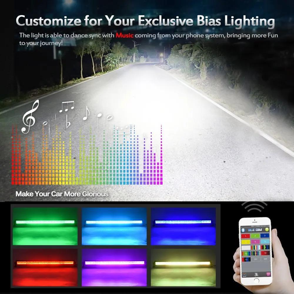 5" 5D RGB изогнутый светодиодный светильник с парой 3X3 RGB Pod рабочий светильник приложение Bluetooth контроль стробоскоп набор для внедорожника 4X4 автомобильные аксессуары